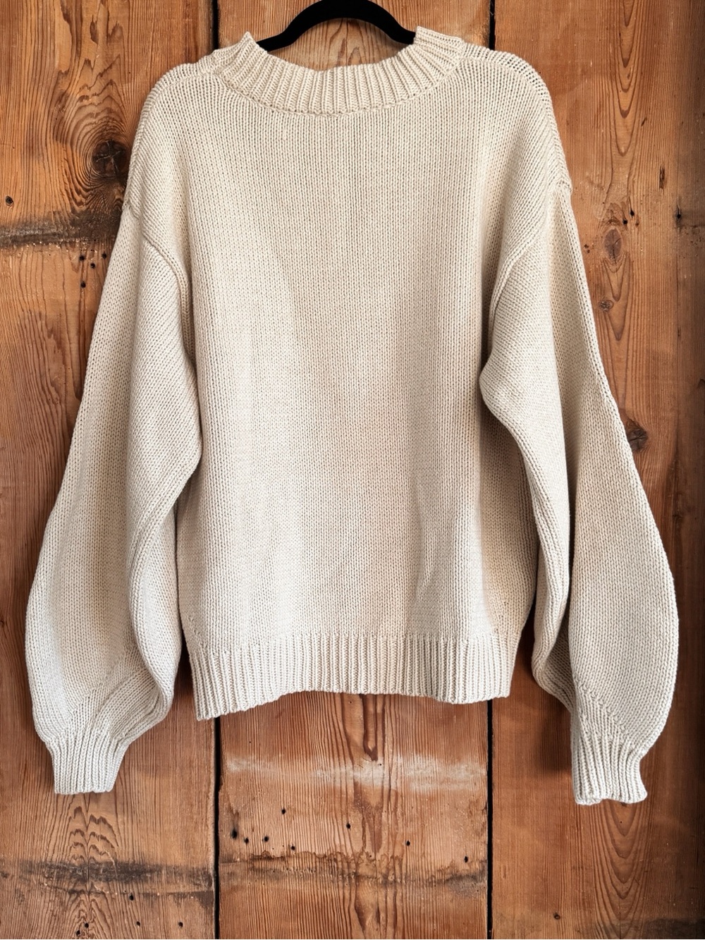 Sz L/XL Princess Polly Harmony Balloon Sleeve Knit Crewneck Sweater In Beige NWT - Picture 2 of 8